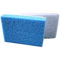 Schuurspons viscose blauw/wit